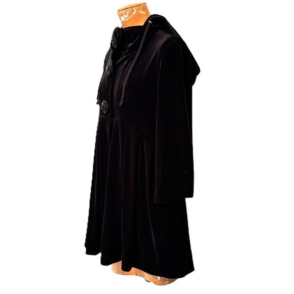 Free People Velvet Hooded Babydoll Coat Size XS Super Jeweled Buttons Christmas - Picture 9 of 12